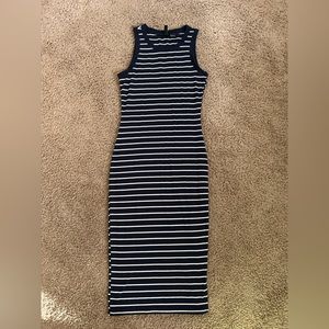 Navy & white striped dress